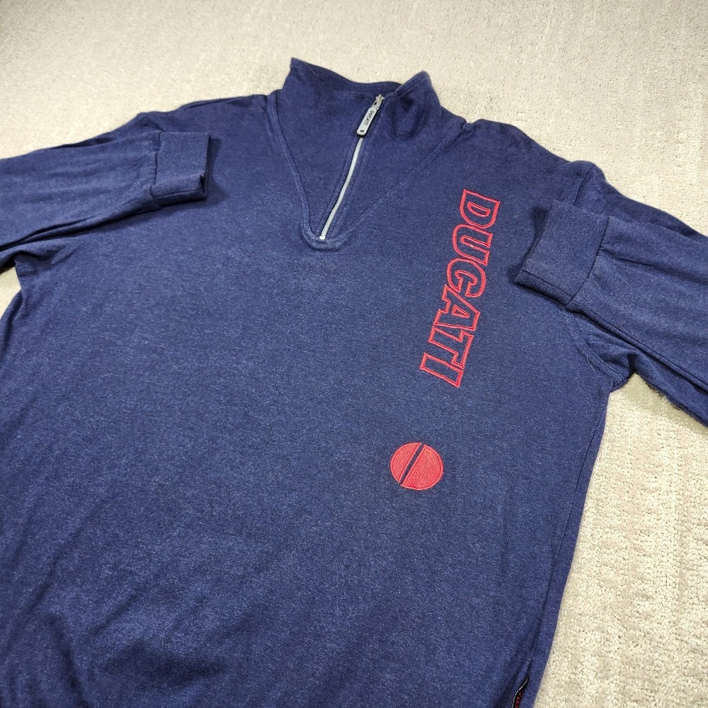 Ducati x ASICS Sweatshirt Adult XXL 1/4‎ Zip Mock Neck Midlayer Motorcycle Blue